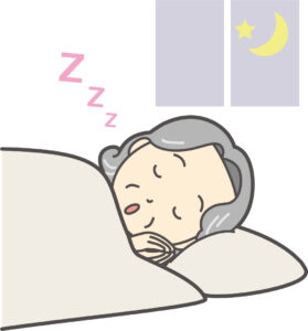 寝てるシニアのイラスト｜60代のお肌の悩み7選！若返りって可能なの？
