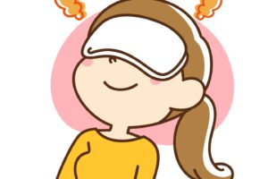 目に蒸しタオルを当てるイラスト｜目元の印象が気になる方に｜美容鍼でできるサポートとは